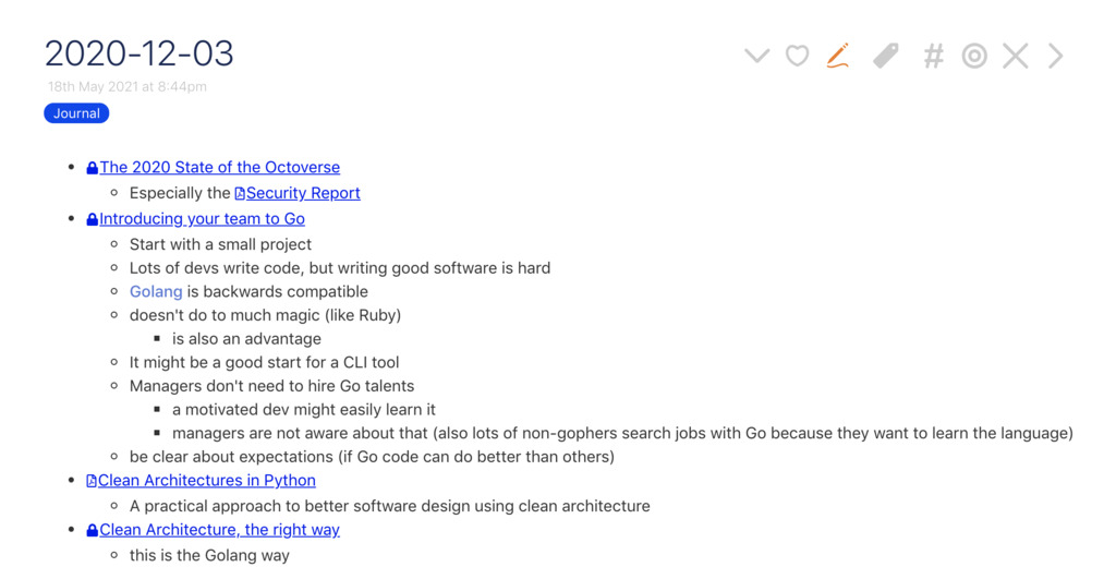 Figure 9: Whenever I work at my laptop and think I need to write sth down, bookmark a site, I use Tiddlywiki&rsquo;s journals to do so (link to that specific journal: 2021-12-03)